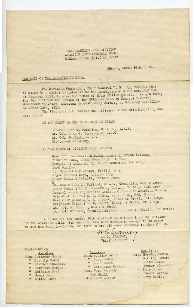 Tea Service Notice for the 28th Division