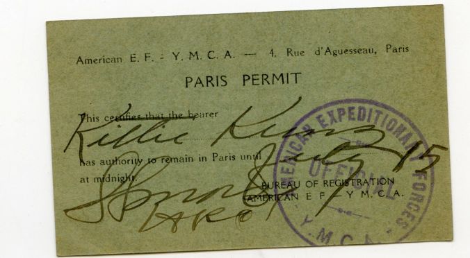 Kittie's YMCA Paris Travel Permit