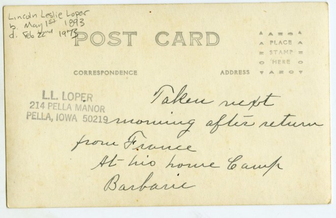 LIncoln Loper Postcard Backside