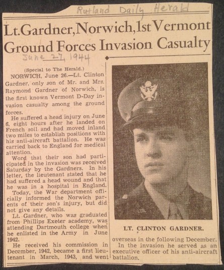 ClintGardner-newspaper-clipping-Rutland-Herald-VT-June-27-1944